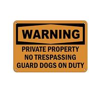 Tin Sign Warning Private Property No Trespassing Guard Dogs On Duty 8X12 Inches