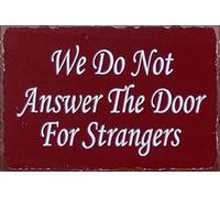 Tin Sign We DoOpen The Door for Strangers Sign Home Protection Outdoor Yard Signs Housewarming Gifts for All Seasons Occasions Home Farmhouse Garden Backyard Wall Decor 8x12 Inch