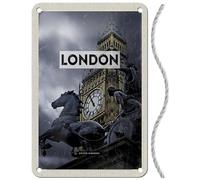 Tin Sign with Cord 30 x 20 cm Great Britain England Travel City Country: London Big Ben Queen Elizabeth Tower - Blechemma