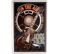 Tin Sign with Retro Music Guitar Home of the Blues: 20 x 30 CM Retro Advertisement 850