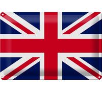 Tin Sign with Union Jack Flag 30 x 20 cm