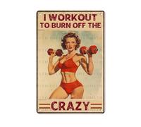 Tin sign Workout Burn Sign 8x12 Inch Aluminum Tin Signs for Home Kitchen Bathroom Office Bar Coffee Garden Wall Decor