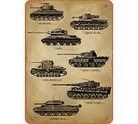 Tin Sign World War Ii Military Tank Retro Aluminum Metal Poster Home Bar Restaurant Garage Man Cave Cafe Decorative Wall Plaque Mural 8X12 Inches