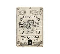 Tin Signs Bee Kind Bee Positive Metal Retro Look 12X8 Inch Decoration Art Sign for Home Classroom Bathroom Bar Christmas Bee Lover Gifts