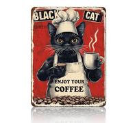 Tin Signs Black Cat Coffee Company Enjoy Your Coffee Wall Decor for Home Bar Pub Cafe Garage Man Cave Garden Yard 8×12 Inch