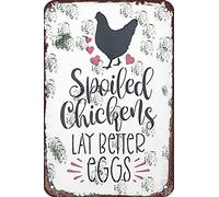 Tin Signs Chicken Coop Sign Farmhouse Farm Spoiled Chickens Lay Better Eggs Vintage Wall Decor Bars Decor Bakery Kitchen Cafe Garage Home Decoration 12 X 8 Inches