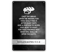 Tin Signs Ecclesiastes 11:1-2 Metal Tin Sign Bible Verse Metal Poster Scripture Wall Art Man Cave Bar Signs Contemporary Painting Wall Art For Living Room Metal Tin Sign 8x12 Inch