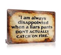 Tin Signs for Bar I Am Always Disappointed When A Liar'S Pants Don't Actually Catch On Fire. Tin Sign Funny Kitchen Decor Outdoor Funny Metal Sign(30X40CM)