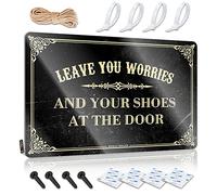 Tin Signs For Garage Leave You Worries And Your Shoes At The Door Tin Sign Drinking Signs Funny Man Cave Signs Vintage Funny(30X40CM)