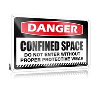 Tin Signs For Man Cave Danger Confined Space Do Not Enter Without Proper Protective Wear Tin Sign Tin Sign Funny Room Accessories For Teen Boys(30X40CM)