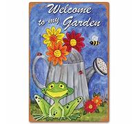 Tin Signs for Men Welcome to My Garden Tin Signs Vintage Posters Courtyard Garden Room Garage Club Wall Tin Sign Art Wall Metal Decor Funny Signs 8x12 inch