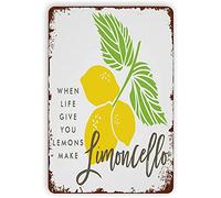 Tin Signs for Women Lemon When Life Gives You Lemons Make Limoncello Wall Panel Retro Art Decor for Home Bedroom Bar Cafe Farm 8x6 inch