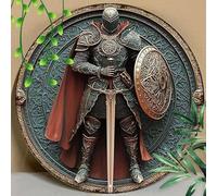 Tin Signs Funny Metal Decor Sign A Medieval Knight Holding A Sword And Shield For Indoor Outdoor Wall Decor, Room Decor 8X8 inch Tin Painting