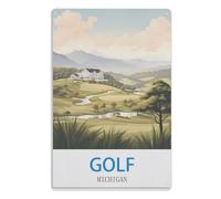 Tin Signs Funny Metal Tin Sign Wall Art Garden House Plaque for Bathroom Kitchen Cafe Wall Halloween Christmas Decor, Golf Michigan15x30cm(6x12 Zoll)A649