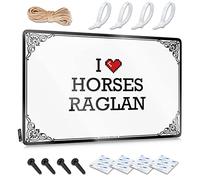 Tin Signs Funny Vintage I Love Horses Raglan Tin Sign Warning Tin Sign Funny Home Sign(30X40CM)