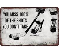 Tin Signs Ice Hockey You Miss 100% Of The Shots You Don'T Take Decoration Tin Painting Retro Vintage Iron Painting, For Man Cave, Bedroom, Office, 30x40cm