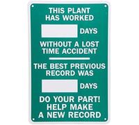 Tin Signs Legend Plant Worked_Days Without Accident-Best Record, White On Green Aluminum Metal Sign Road Wall Decoration 8x12 Inch