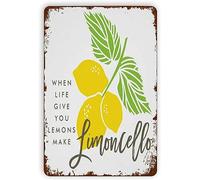 Tin Signs Lemon When Life Gives You Lemons Make Limoncello Decoration Tin Painting Retro Vintage Mural Hanging, For Garden, House, Bathroom, 20x30cm