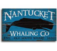 Tin Signs/Nantucket Whaling Co Sperm Whale Moby Dick White Kitchen Cafe Pub Decor, wal Art, Rustic Decor Gift 12"x8"