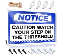 Tin Signs Notice Caution Watch Your Step On The Threshold Tin Sign Warning Signs For Bedroom Funny Metal Poster(20X30CM)