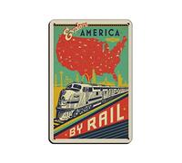 Tin Signs Retro Explore America By Rail Travel Tin Signs Vintage Funny Home Kitchen Bar Club Cave Wall Art Decor30*30cm