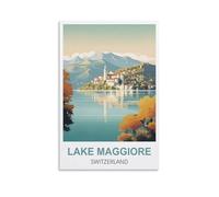 Tin Signs Retro Lake Maggiore Switzerland Tin Sign Plaque Poster Wall Art Decoration for Cafe Bar Restaurant Pub 20x30cm