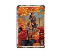 Tin Signs Retro Nashville Dreamers Travel Tin Signs Painting Cafe Opera House Art Wall Decoration Plaque 30x40cm