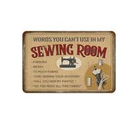 Tin Signs Sewing Room Metal 8X12 Inch Vintage Look Decoration Poster Sign for Home Decor Kitchen Sewing Room Bathroom Clothing Store Woman Cave Metal Plaque