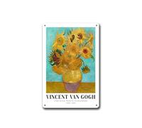 Tin Signs Van Gogh Vase With Twelve Sunflowers Vintage Exhibition Art Van GoghBar and Restaurant Decoration 8x12inch
