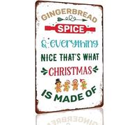 Tin Signs Vintage Christmas Sign Gingerbread Spice And Everything Nice That's What Christmas Is Made Of Metal Mens Womens Decorative Aluminum Sign Wall Sign Bar Restaurant Cafe Bar Decor 8 x 12 Inch