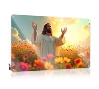 Tin Signs Warning Jesus Stands In A Field Of Flowers, Arms Raised Towards The Sky Tin Sign Bar Accessories Man Cave Things For Boys Room(30X40CM)