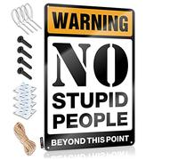 Tin Signs Warning No Stupid People Beyond This Point Sign Beer Signs For Bar Door Signs For Bedroom(20X30CM)