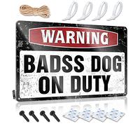 Tin Signs Warning Warning Badass Dog On Duty Sign Man Cave Signs And Decor Hot Beer Tin Sign(20X30CM)