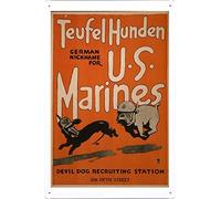 Tin Signtefrendon U.S. Marine Corps Devil Dog Poster Bar Club Restaurant Man Cave Wall Decoration Funny Vintage Metal Sign Poster 8X12 Inches