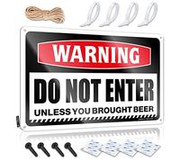 Tin, Tin Metal Sign Funny Holder Wall Decor, Core Rustic Metal Tin Sign For Man Cave | Checkered Holiday Gift Custom Warning Do Not Enter Unless You Brought Beer(30X40CM)