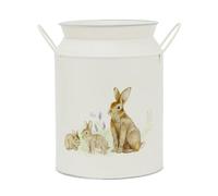 Tin Urn Milk Churn | 22cm Meadow Fields Vintage Metal Decorative Jug for Dried Flowers, Faux Blooms and Country Chic Home Decor