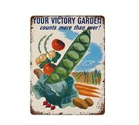 Tin Wall Art Kitchen Victory Garden World War Poster, Wartime Propaganda Vintage Style Print Retro Wall Decor for Home Cafes Office Store Pubs Club Metal Sign Home Decor Tin Signs Wall Art 8x12 inch