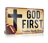 Tin Wall Decor Backyard Bar Decor Ready To Hang - God First: Building Strong Families Designer For Camper(20X30CM)