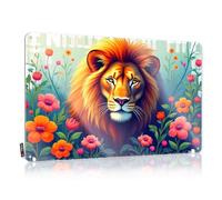 Tin Wall Decor Nature'S Majesty: Lion Amidst Flowers Tin Sign Funny Vintage Signs Bar Wall Decor(20X30CM)