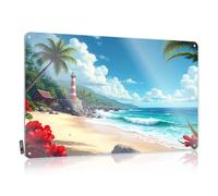 Tin Wall Decor New Wall Decor | Beach Paradise With Lighthouse And Palm Trees Americana For Work Home(20X30CM)
