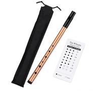 Tin Whistle D 6 Hole Penny Whistle Gold Irish Wind Instrument Beginner | 6 Hole D Tuning Flute for Music Learning Performance Celtic Folk Playing - Lightweight Wind Instrument with Carry Pouch