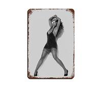 Tina Turner Black White Poster 7 Retro Poster Metal Tin Sign Chic Art Retro Iron Painting Bar People Cave Cafe Family Garage Poster Wall Decoration 8x12inch(20x30cm)