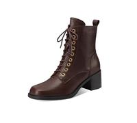TinaCus Genuine Leather Handmade Short Boots Women's Square Toe Chunky Heels Zipper & Selftie Booties, Dark Brown, 4 UK