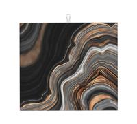 TINAIWAN Elegant Black Marble With Gold And Copper Veins, Dish Drying Mats, Absorbent Dish Drainer Mat Counter Sink Mat Drying Pad 41 x 46 cm
