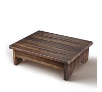 TINAMO 5” Acacia Wooden Step Stool for Adults (Fully Assembled) - 500 LBS Capacity Small Step Stool, Bed Steps for High Beds for Adults (Walnut Color)