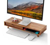 Tinamo Acacia Monitor Stand Riser, No Assembly Required Exquisite Monitor Stand with Drawer Ergonomic Height (Natural Acacia)