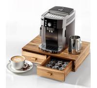Tinamo Acacia Wood Coffee Pod Storage Box, 30 Pod Capacity, Coffee Pods and Tea Organizer Holder, K Pod Drawer Coffee Maker Machine Stand, for K-Cup Drawer Organizer Under Brewer (Acacia, 2 drawer)