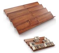 Tinamo Wood Spice Drawer Organizer - Acacia Wooden Tray Spice Racks Organizer for Cabinet Storage Shelf - 4 Tier Spice Rack Organizer for Drawer 64 Jars (Pack 8)