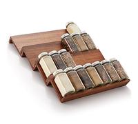 Tinamo Acacia Spice Rack Organizer for Drawer - Wooden Tray Spice Racks Organizer for Cabinet Storage Shelf - 4 Tier Spice Rack Organizer for Drawer (Acacia Wood pack 4)