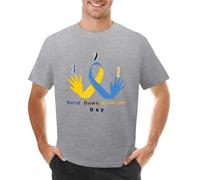 TinANTMA Blue Yellow Heart 21 World Down Syndrome Awareness Day T-Shirt top Mens Tall t Shirts Grey S